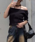 WEGO チョーカーリボン付きオフショルニット