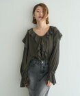 YECCA VECCA ラッフルリボンロングブラウス