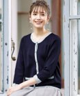 Tiaclasse 【洗える】配色使い総針袖リボンカーデ
