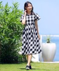 Tiaclasse L 【袖が選べる・洗える】大柄ギンガムチェックワンピース