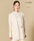 BEIGE， 【Lsize・ロングセラー】CAROLE / リネンライクノーカラーハーフ丈ジャケット