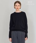 BEIGE， 【WEB限定・洗える】ALSACE / パール釦クルーネックウールニット