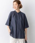 23区 L ドライシアーストライプ フロントタック ブラウス