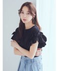 earth music&ecology フリルスリーブカットソー