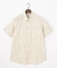 JOSEPH ABBOUD 【キングサイズ・清涼・JAPANファブリック】ビッグリーフサッカープリント 半袖シャツ