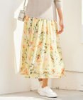 自由区 L 【ウエストゴム・洗える】ペイントフラワープリント スカート