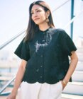 自由区 S 【SHIHOさん着用・1枚で着映える・清涼感】エンブロイダリーローンレース ブラウス