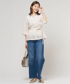 J.PRESS LADIES 【洗える】BASIC STRETCH DENIM ワイド ストレート デニム