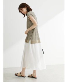 Green Parks ストライプ柄ニットドッキングワンピース