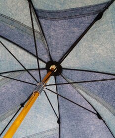 +RING 【限定/日本製】レディース向け 晴雨兼用傘 （長ショート）BLU denim-like pattern SR358