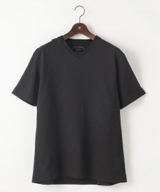 JOSEPH ABBOUD 【キングサイズ・オーガニックコットン使用・日本製】JOEコットンサッカー Vネック Tシャツ ブラック系