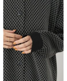 earth music&ecology ダイヤ柄ジャガードカーディガン