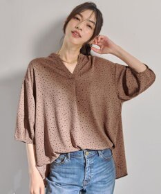 ANY ドルマンスキッパードットブラウス モカ系