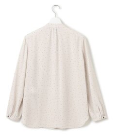 23区 L 【洗える】バックサテンアムンゼン ドットプリント リボン付き スキッパー ブラウス