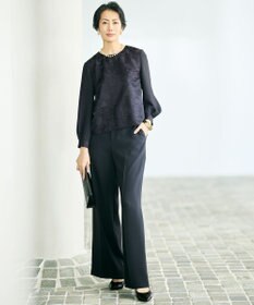 自由区 L 【19号サイズまで展開・カタログ掲載】トリアセダブルクロスワイドストレート パンツ