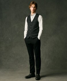 JOSEPH ABBOUD 【洗える/ソフトな肌触り/軽い】シェニールヤーンジャカードニット ベスト