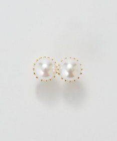 Phoebe トゥウィンクルフレームパールピアス　ゴールド/一粒