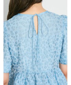 Green Parks パフスリーブジャガードペプラムブラウス