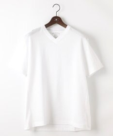 JOSEPH ABBOUD 【キングサイズ・オーガニックコットン使用・日本製】JOEコットンサッカー Vネック Tシャツ ホワイト系