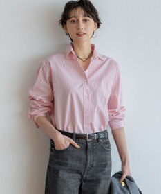 23区 【滝沢眞規子さん着用/VERY掲載】CANCLINI ベーシック シャツ ピンクストライプ