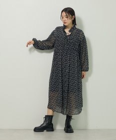 Green Parks 花柄シフォン楊柳ワンピース