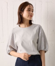 組曲 【洗える】レリーフスリーブジャージー カットソー