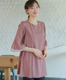 Tiaclasse 【新色追加】シフォンフレア袖チュニックブラウス