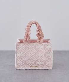 Maison de FLEUR チュールフラワーフリルスクエアトートバッグ