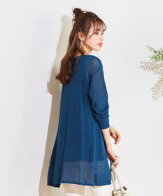 Tiaclasse 【洗える】体型カバーも叶う透け柄編みニットチュニックアンサンブル（2点セット）