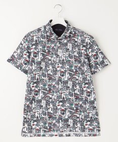 23区GOLF 【MEN】【吸水速乾/UVカット】パリマップ総柄ポロシャツ