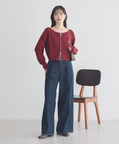 earth music&ecology ダブルジップロゴニットプルオーバー