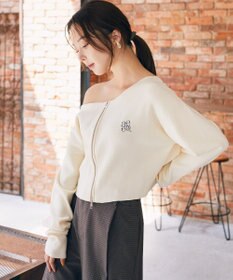 earth music&ecology ダブルジップロゴニットプルオーバー