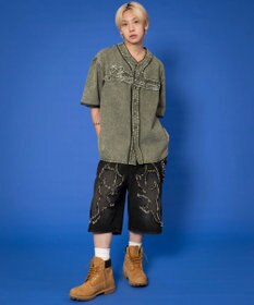 WEGO 【ユニセックス着用ITEM】ベースボールデニムグラフィックシャツ（SS）
