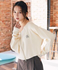 earth music&ecology ダブルジップロゴニットプルオーバー