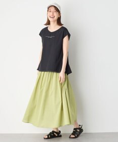 ANY 【ウエストゴム】シャンブレーライクフレアスカート