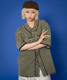 WEGO 【ユニセックス着用ITEM】ベースボールデニムグラフィックシャツ（SS）