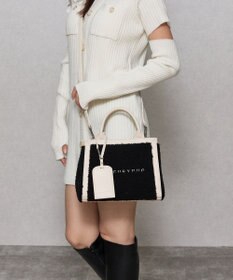 style code 【MERCURYDUO/マーキュリーデュオ】カードケース付　ロゴ刺繍ボアトートバッグ