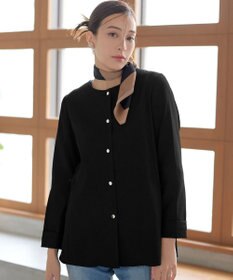 Tiaclasse ノーカラー後ろタックフレアコート