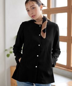 Tiaclasse ノーカラー後ろタックフレアコート