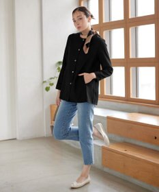 Tiaclasse ノーカラー後ろタックフレアコート