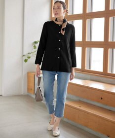 Tiaclasse ノーカラー後ろタックフレアコート