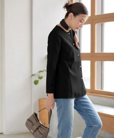 Tiaclasse ノーカラー後ろタックフレアコート