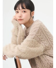 earth music&ecology 袖ファーケーブルミニワンピース