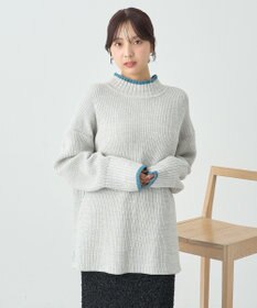 earth music&ecology ライン入りハイネックニットチュニック