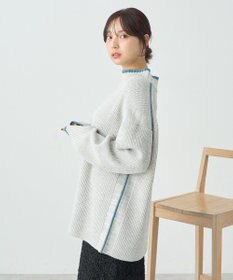 earth music&ecology ライン入りハイネックニットチュニック