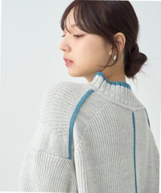 earth music&ecology ライン入りハイネックニットチュニック