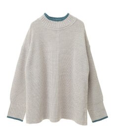 earth music&ecology ライン入りハイネックニットチュニック