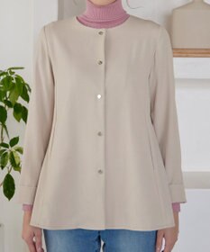 Tiaclasse ノーカラー後ろタックフレアコート