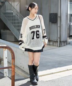 WEGO ナンバリングメッシュニットプルオーバー