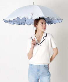 MOONBAT 【WEB限定】POLO RALPH LAUREN（ポロ ラルフローレン）晴雨兼用日傘 長傘 ワンポイントベア刺繍 フリル 一級遮光 遮熱 UV